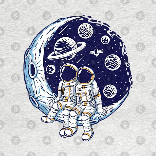 Romantic Couple Moon Illustration by Mako Design 